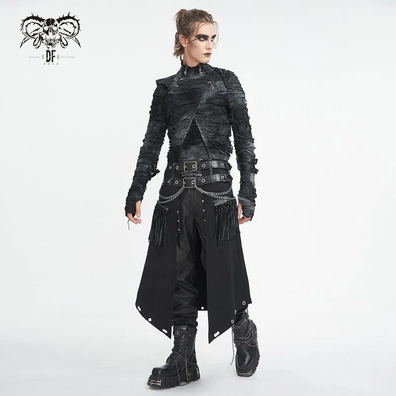 Herren-Gothic-Kilt mit Doppelgürtel und Quasten