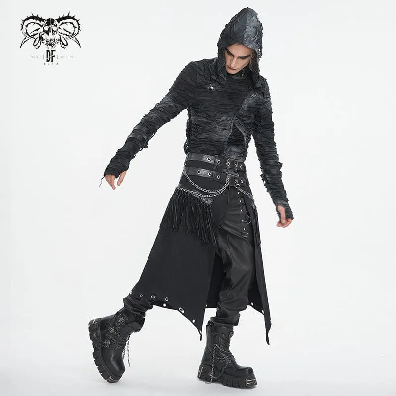 Herren-Gothic-Kilt mit Doppelgürtel und Quasten