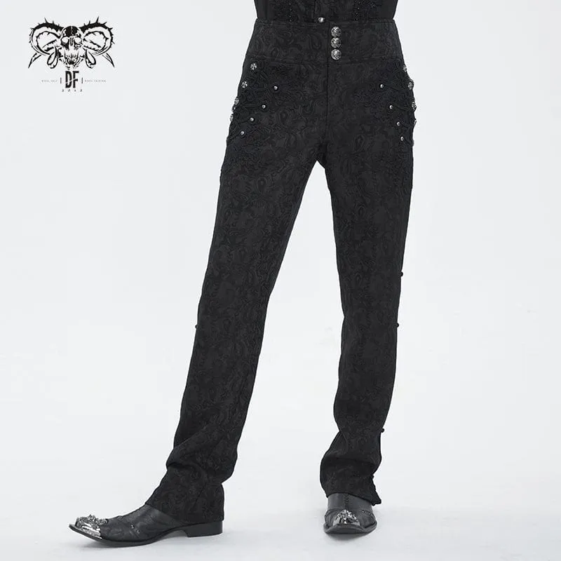 Herren-Jacquardhose mit Gothic-Blumenstickerei