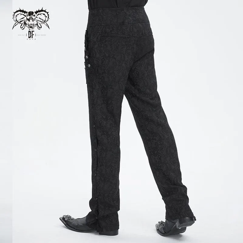 Herren-Jacquardhose mit Gothic-Blumenstickerei