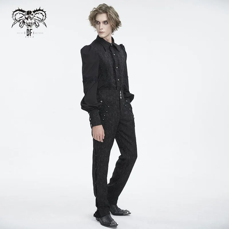 Herren-Jacquardhose mit Gothic-Blumenstickerei