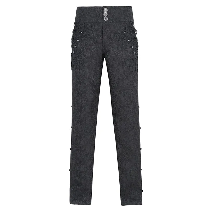 Herren-Jacquardhose mit Gothic-Blumenstickerei
