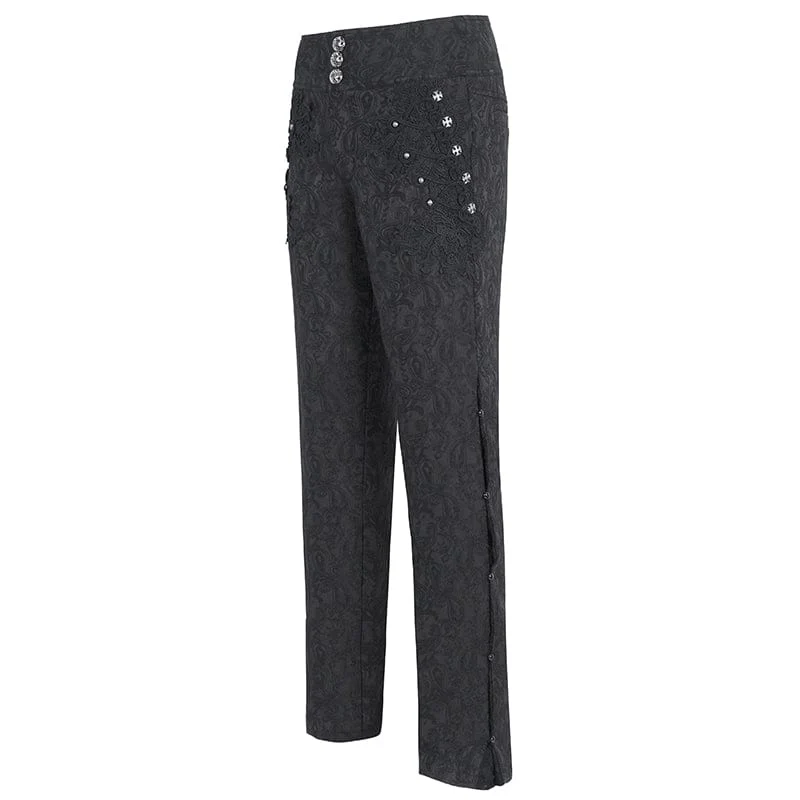 Herren-Jacquardhose mit Gothic-Blumenstickerei