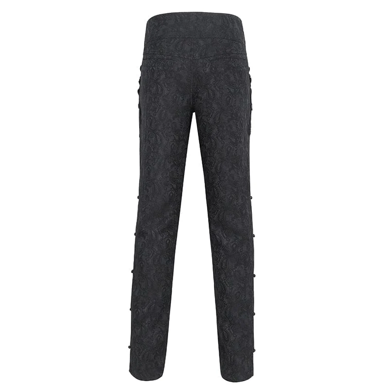 Herren-Jacquardhose mit Gothic-Blumenstickerei