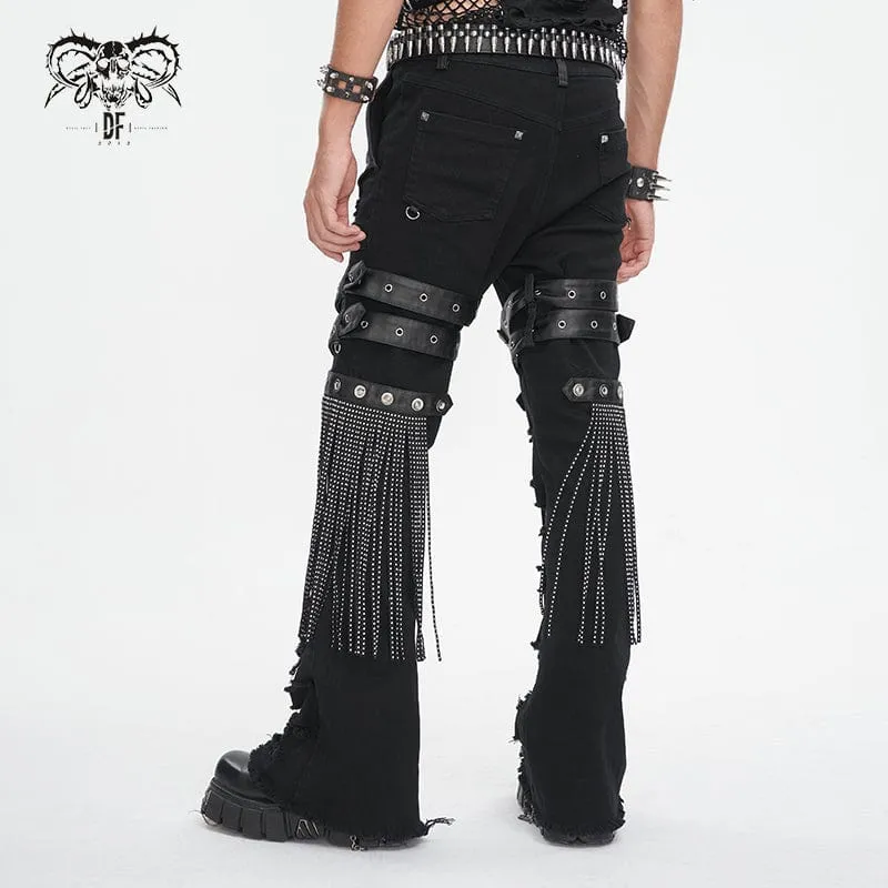 Herren-Punk-Hose mit zerrissenen Quasten