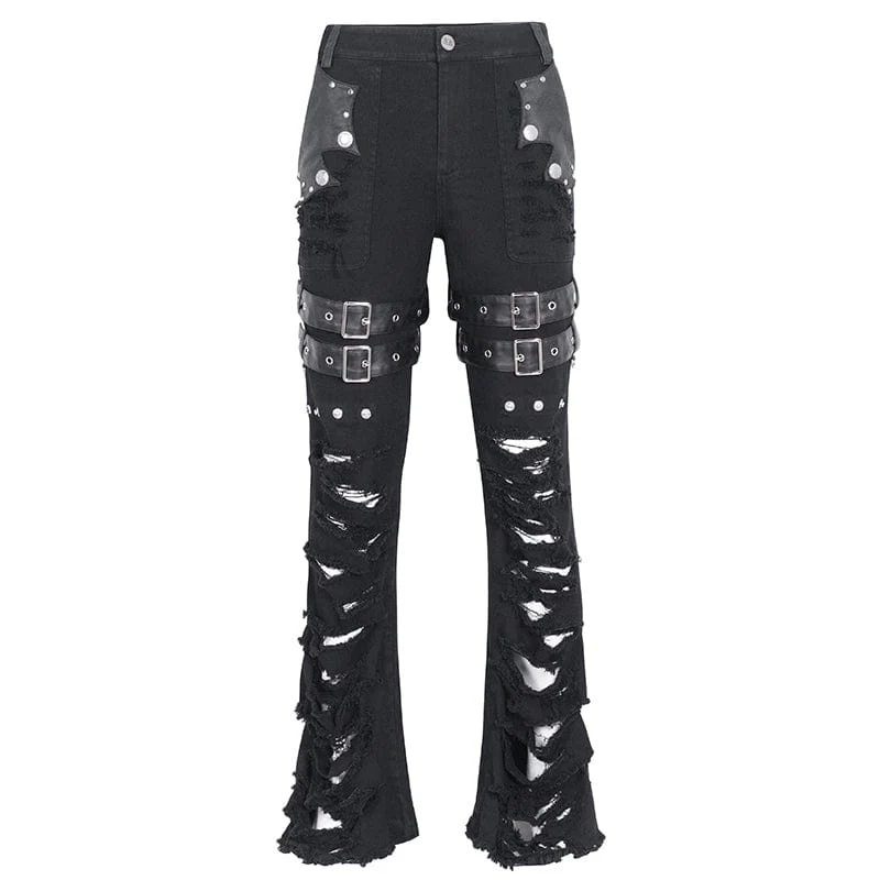 Herren-Punk-Hose mit zerrissenen Quasten