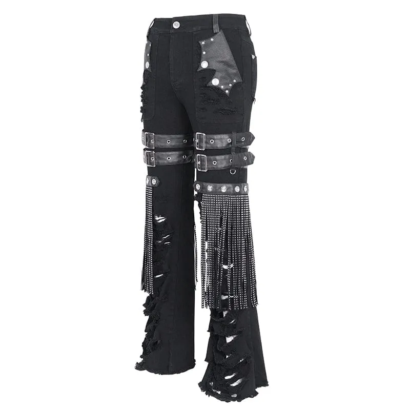Herren-Punk-Hose mit zerrissenen Quasten