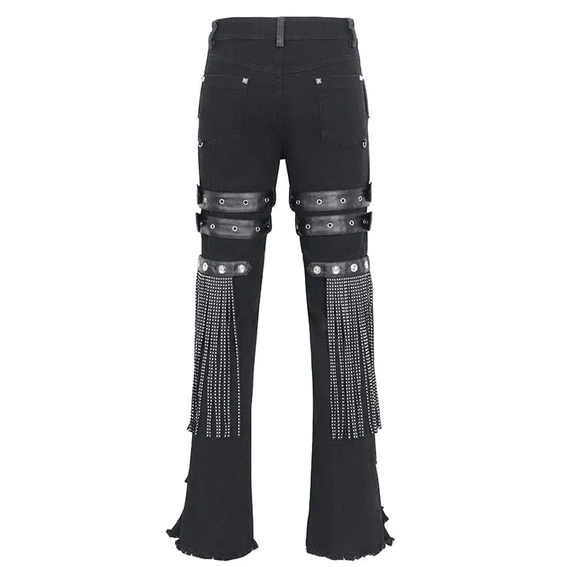 Herren-Punk-Hose mit zerrissenen Quasten