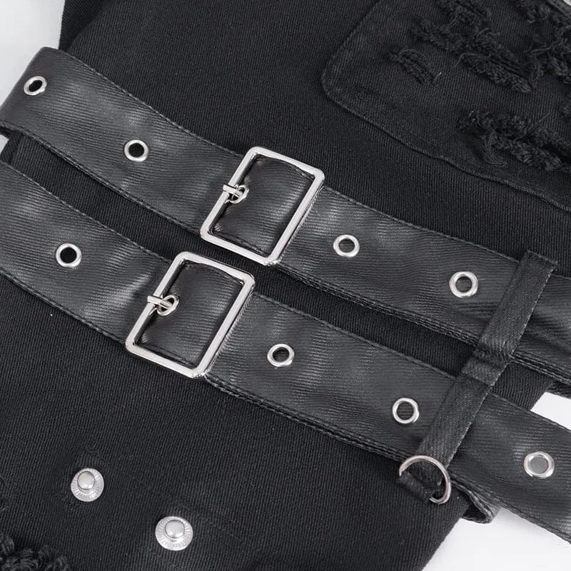 Herren-Punk-Hose mit zerrissenen Quasten