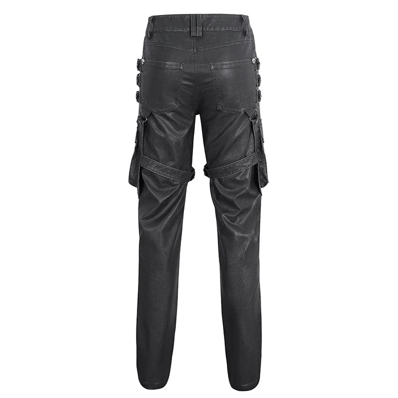 Gothic-Herrenhose aus Kunstleder mit großen Taschen und Nieten