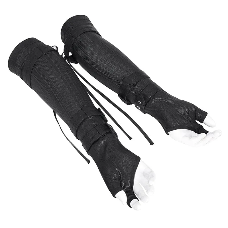 Herren Punk Mesh Splice Schnürhandschuhe Fingerlose Handschuhe