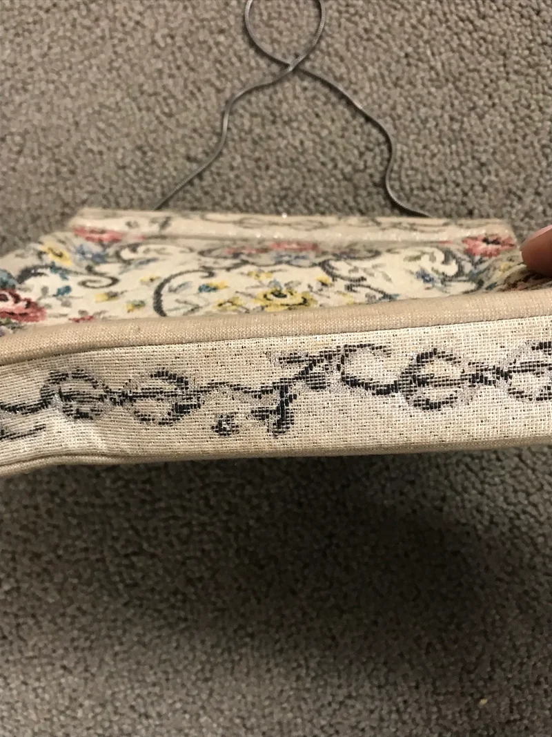 Antike Vintage Gobelin Handtasche, Florales Design