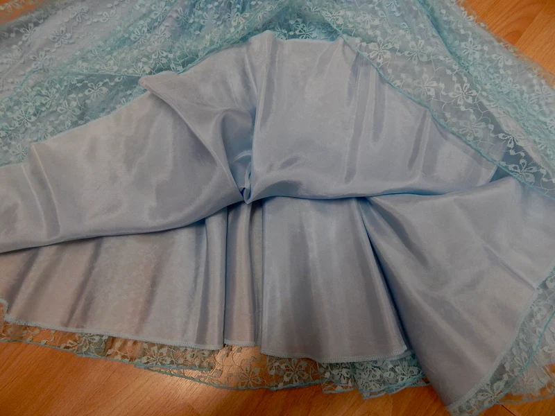 Vintage Tellerkleid hellblau Spitze 50er Gr. 34