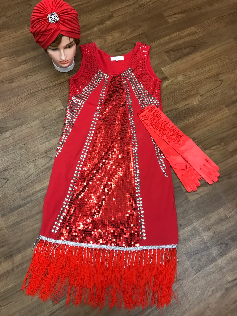Turban 20er 30er Jahre Stil Damenhut rot (Kostüm nicht inklusiv)