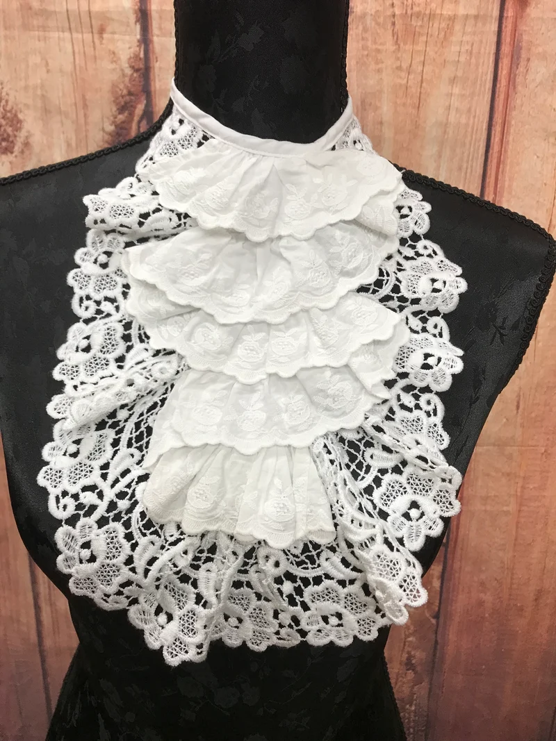 Vintage Jabot, Halsbinde, Halsrüsche aus Baumwolle