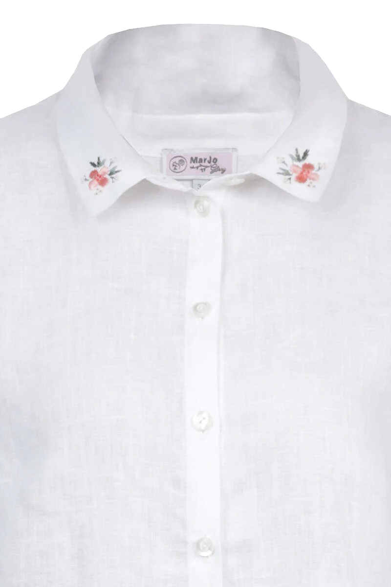 Leinen Long-Bluse langarm