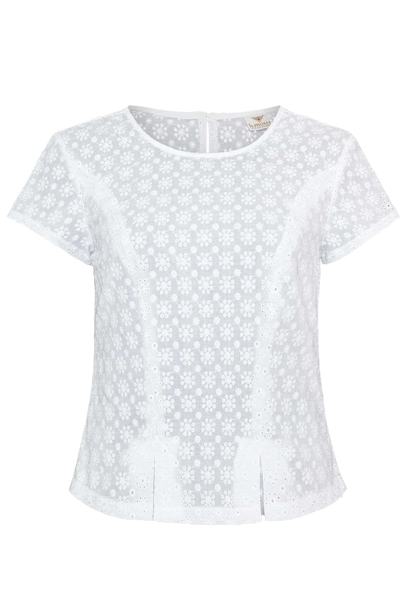 Trachten-Bluse kurzarm mit Lochmuster