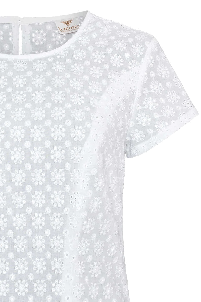 Trachten-Bluse kurzarm mit Lochmuster