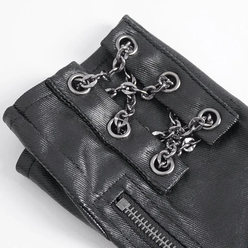 Fingerlose Gothic-Handschuhe mit Bullet-Reißverschluss für Herren