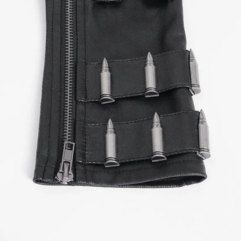 Fingerlose Gothic-Handschuhe mit Bullet-Reißverschluss für Herren