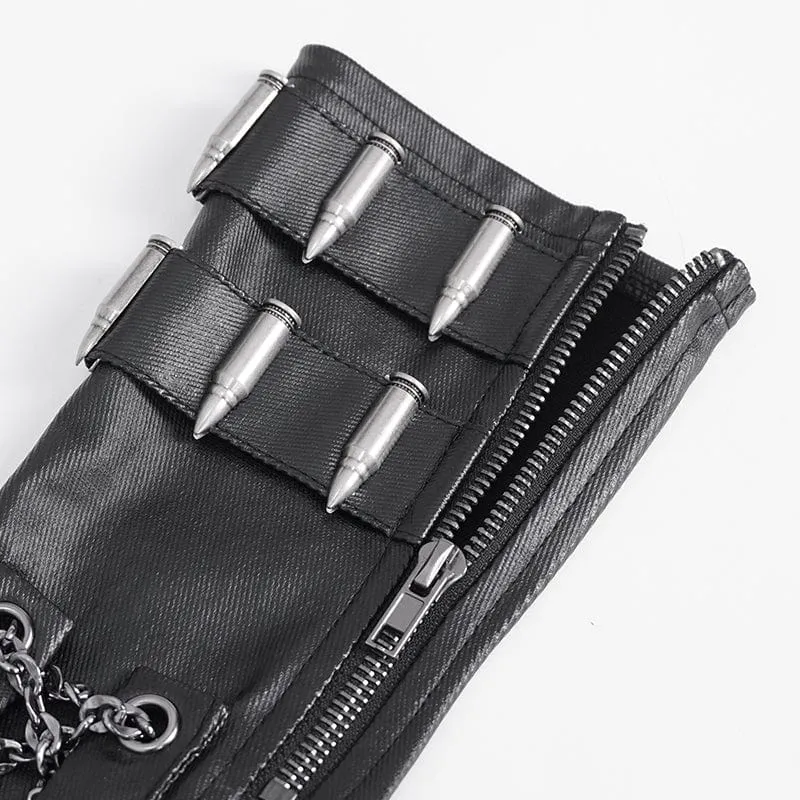 Fingerlose Gothic-Handschuhe mit Bullet-Reißverschluss für Herren