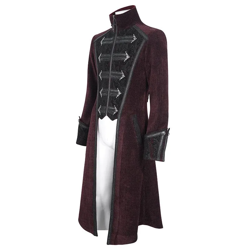 Roter Schwalbenschwanzmantel für Herren im Gothic-Stil mit Stehkragen