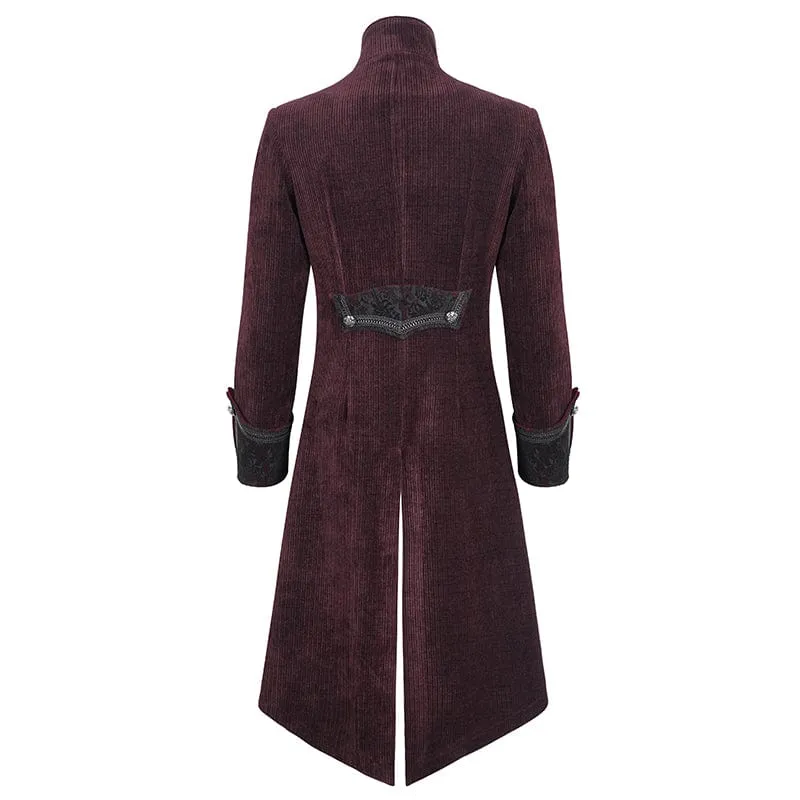 Roter Schwalbenschwanzmantel für Herren im Gothic-Stil mit Stehkragen