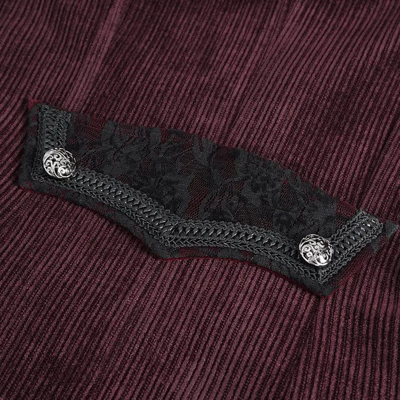 Roter Schwalbenschwanzmantel für Herren im Gothic-Stil mit Stehkragen
