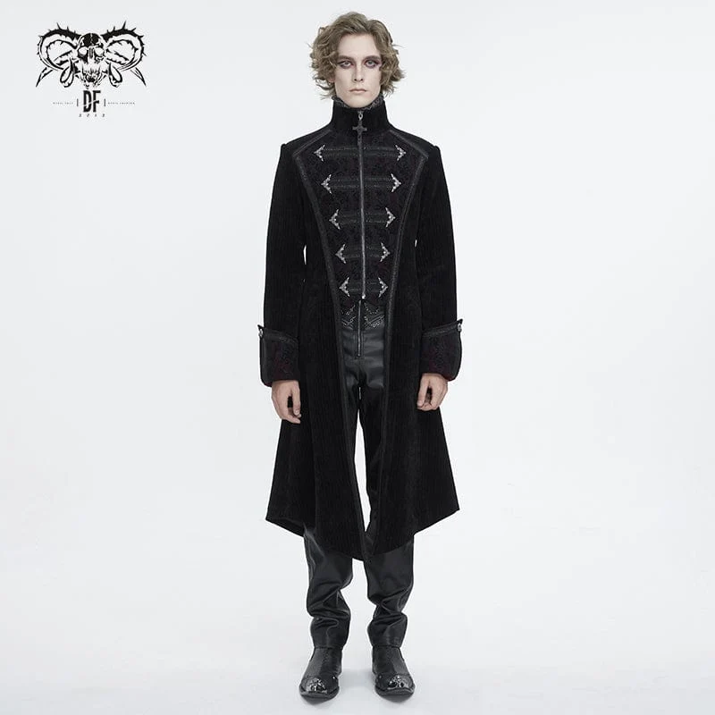 Gothic-Mantel mit Schwalbenschwanz und Stehkragen für Herren