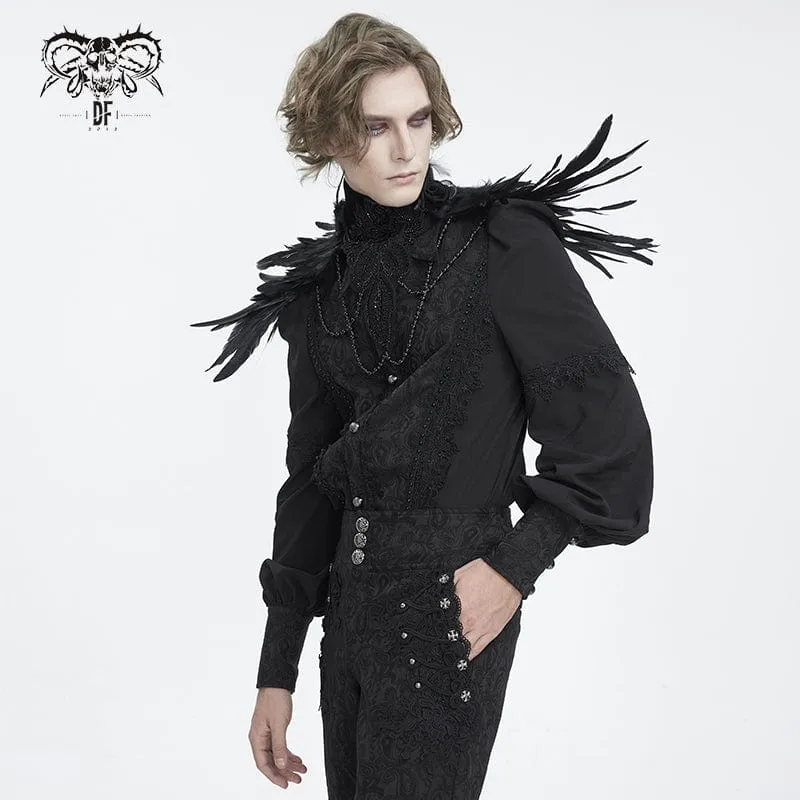 Herren Gothic-Stehkragen mit Perlen und Federn