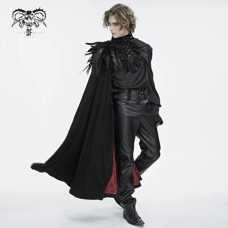 Herren Gothic Stehkragen-Federumhang