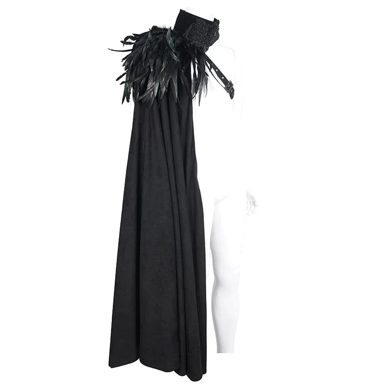 Herren Gothic Stehkragen-Federumhang