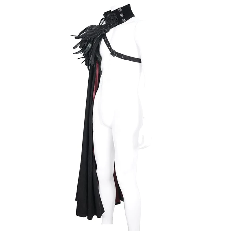 Herren Gothic Stehkragen-Federumhang