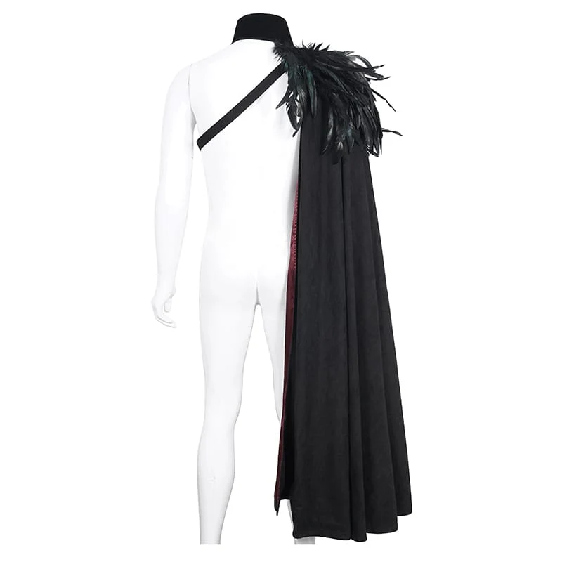 Herren Gothic Stehkragen-Federumhang