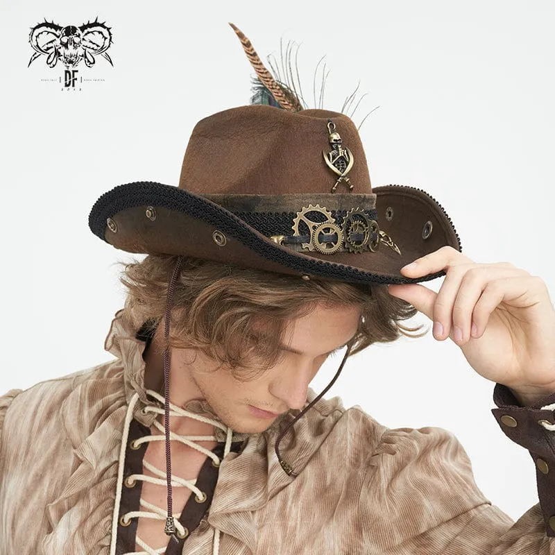 Gothic-Cowboyhut mit Totenkopffedern für Herren
