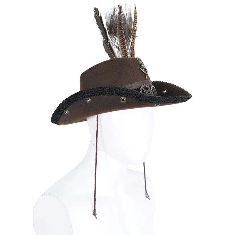 Gothic-Cowboyhut mit Totenkopffedern für Herren