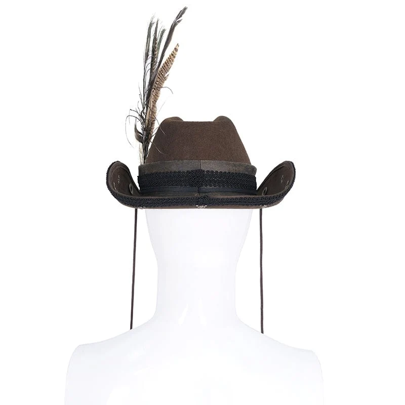 Gothic-Cowboyhut mit Totenkopffedern für Herren