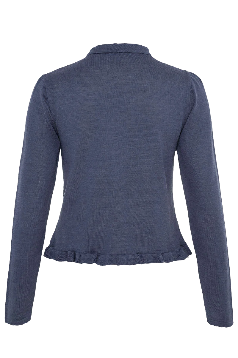 Dirndl Strickjacke mit Stehkragen Salzburgblau