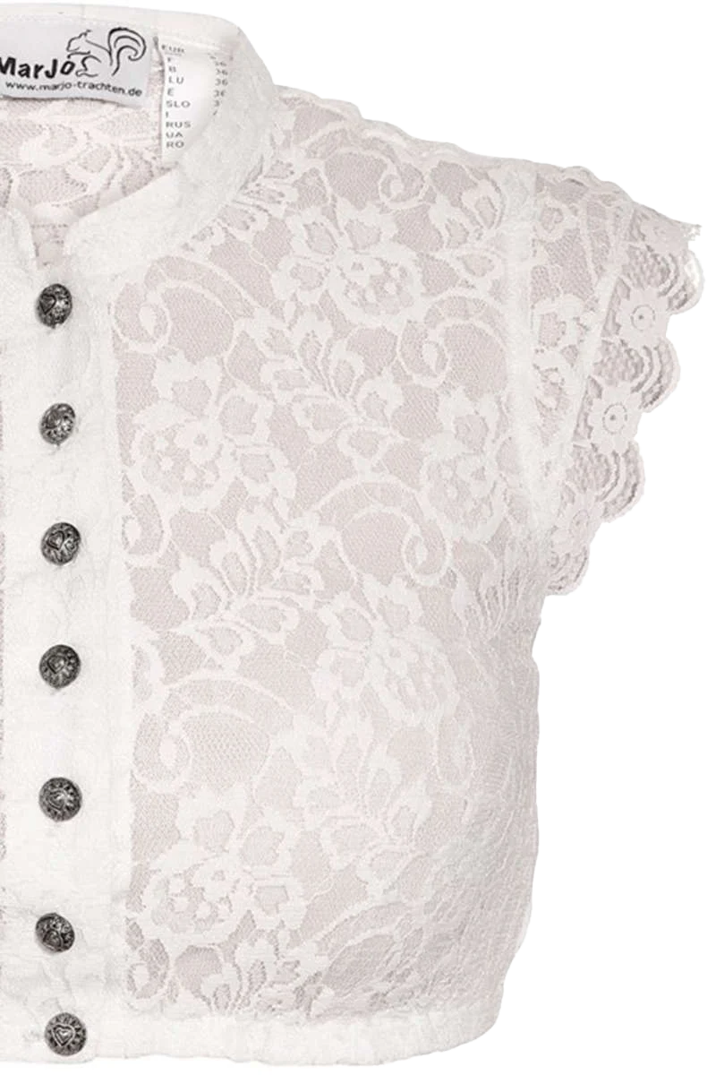 Dirndl Spitzenbluse hochgeschlossen mit Flügelärmel
