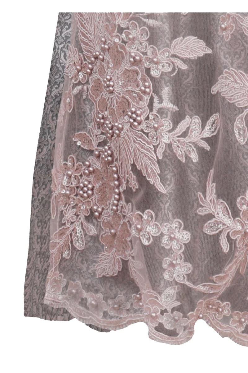 Midi-Dirndl V-Ausschnitt mit Spitzenschürze