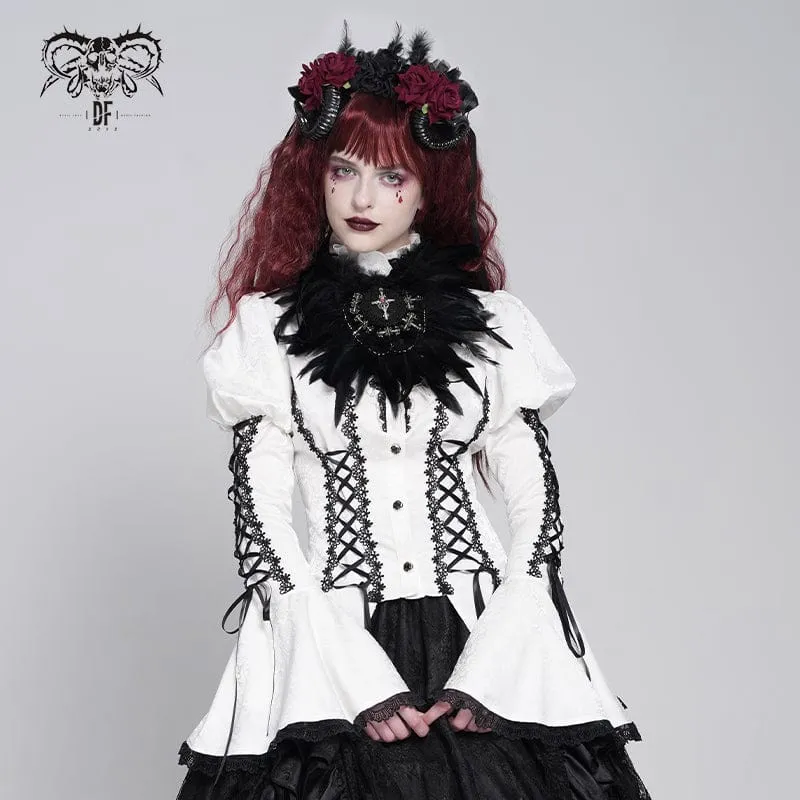 Damen Gothic Kreuz Floral Häkeln Feder Haarspange Brosche Abzeichenhalter