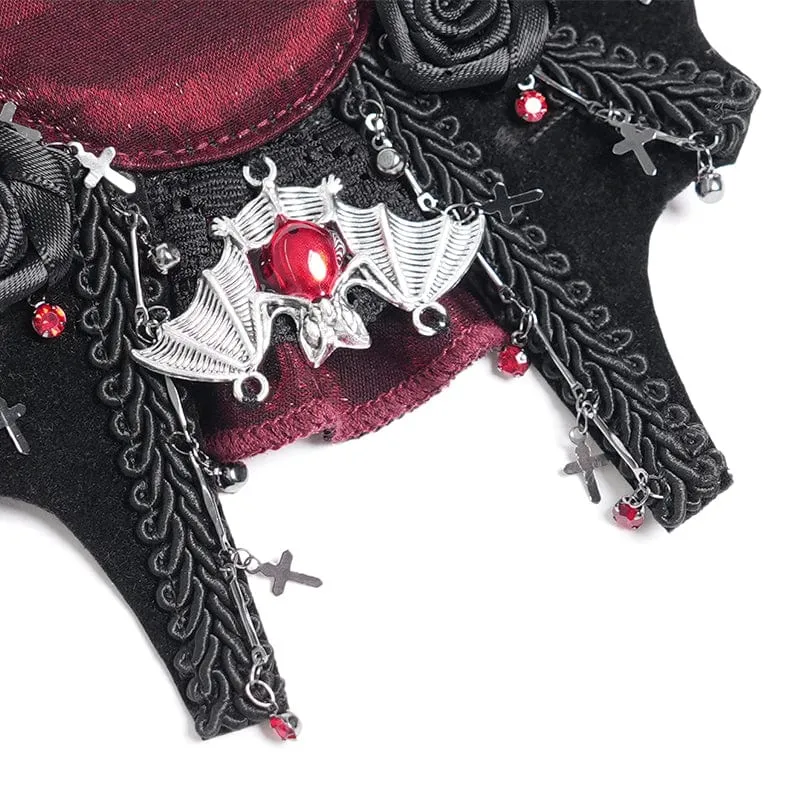 Damen Gothic Fledermaus Rose Kreuz Haarspange Badge Holder