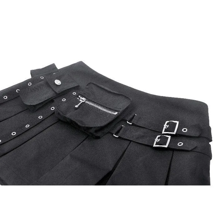 Punk-Faltenrock mit mehreren Taschen für Damen