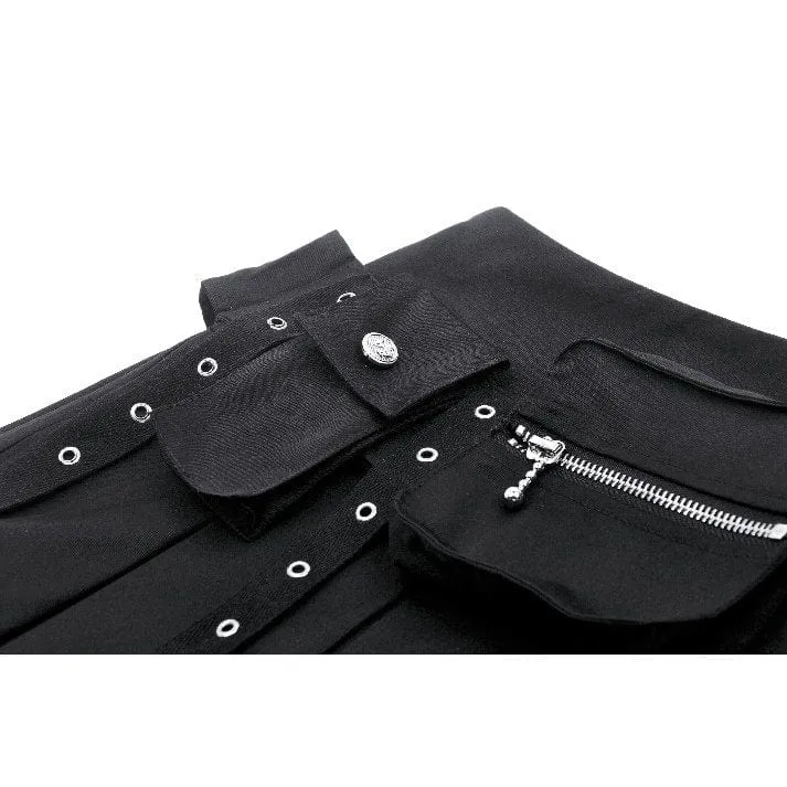 Punk-Faltenrock mit mehreren Taschen für Damen