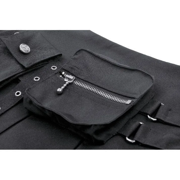 Punk-Faltenrock mit mehreren Taschen für Damen