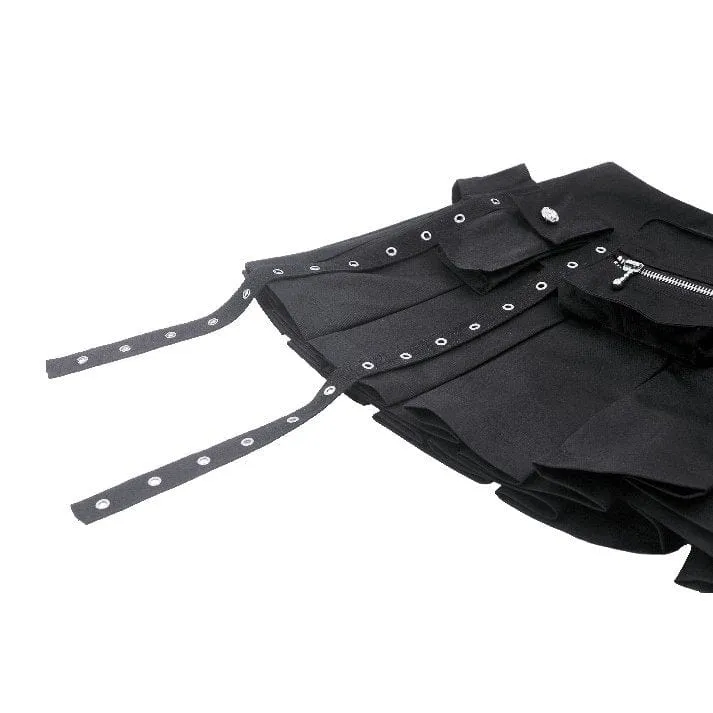 Punk-Faltenrock mit mehreren Taschen für Damen