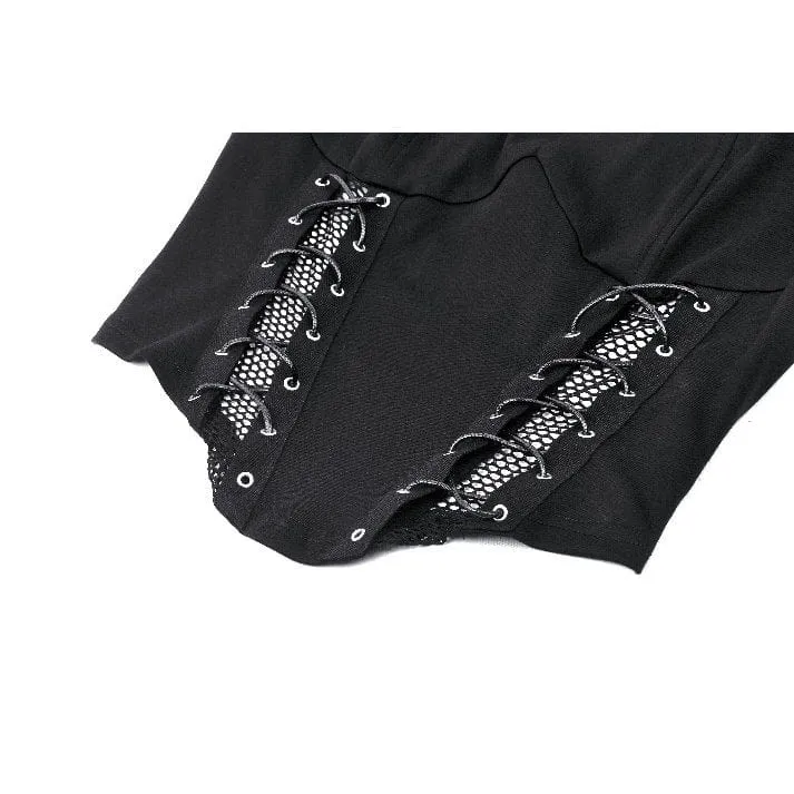 Punk-Cut-out-Mesh-Langarmbluse für Damen