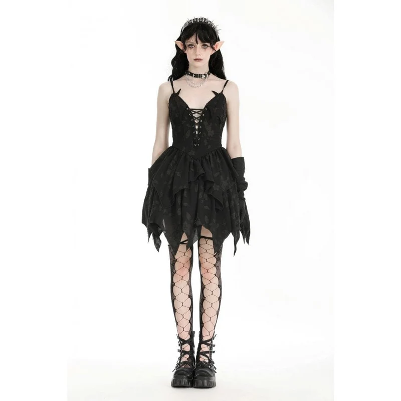 Gothic-Kleid für Damen mit unregelmäßigem, tiefem Ausschnitt, Halloween-Kleid, Abschlusskleid