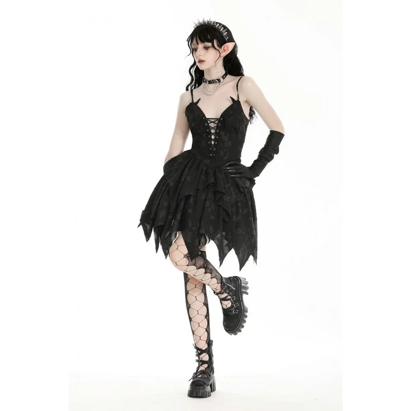 Gothic-Kleid für Damen mit unregelmäßigem, tiefem Ausschnitt, Halloween-Kleid, Abschlusskleid