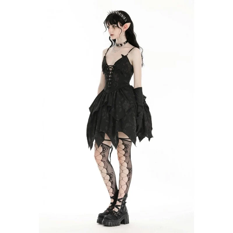 Gothic-Kleid für Damen mit unregelmäßigem, tiefem Ausschnitt, Halloween-Kleid, Abschlusskleid